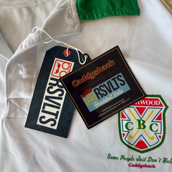 New w Tags RSVLTS Caddyshack Bushwood Breakfast Balls Golf Polo Short Sleeve XL - Picture 6 of 10